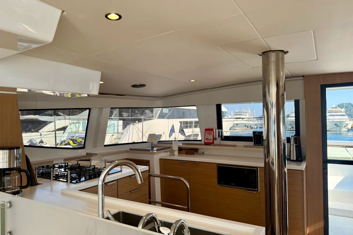 Galley of Amelia, a Bali 4.6 catamaran at Fethiye, Turkey