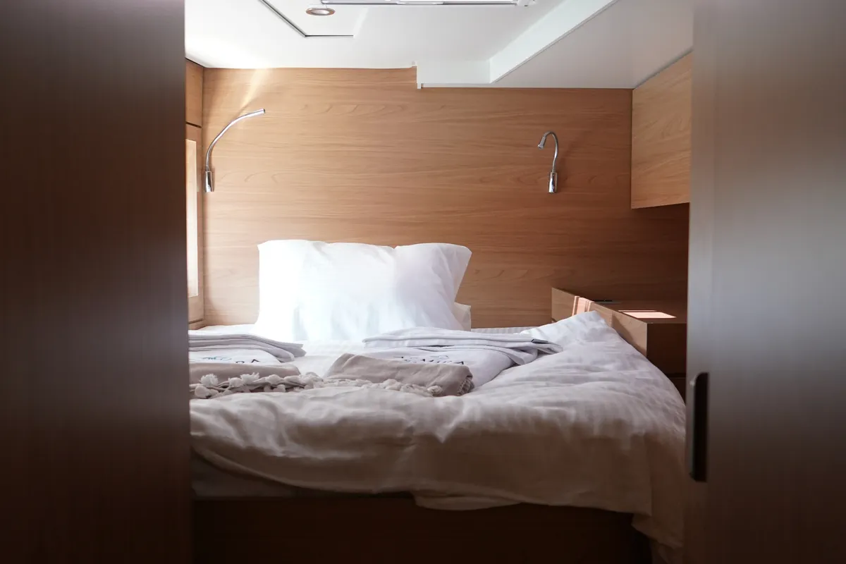Cabin on Amelia, a Bali 4.6 catamaran at Fethiye, Turkey