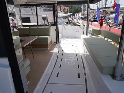 Deck of Amelia, a Bali 4.6 catamaran at Fethiye, Turkey