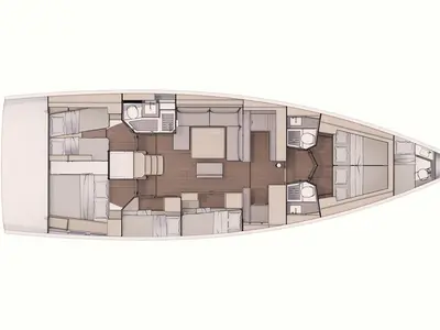 Floor plan of Thea, a Dufour 530 sailboat at Castellammare di Stabia, Italy