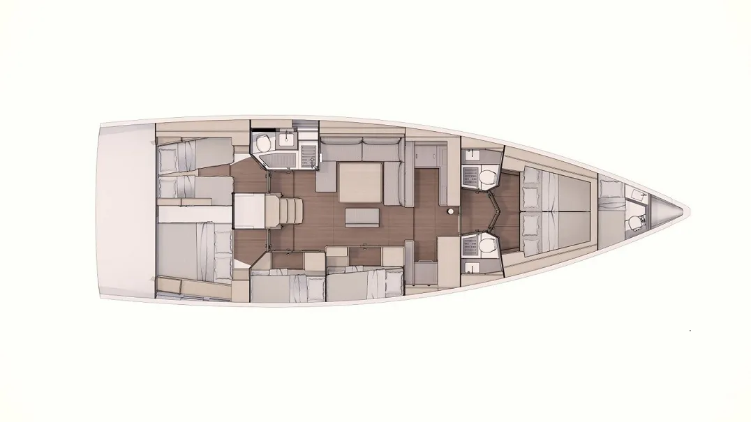 Floor plan of Thea, a Dufour 530 sailboat at Castellammare di Stabia, Italy