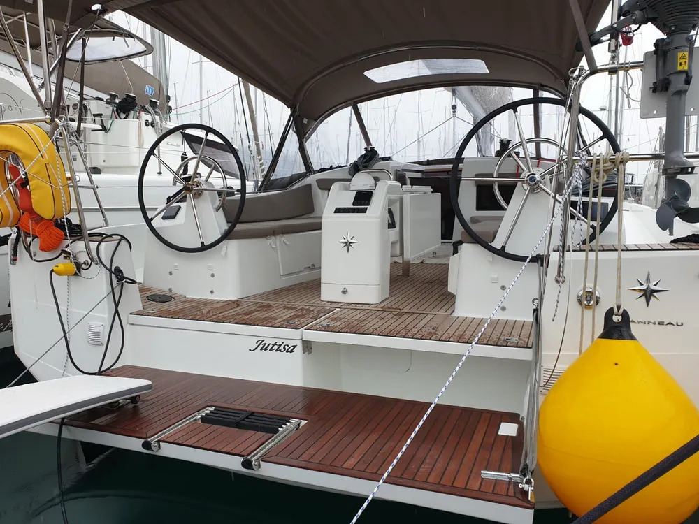Exterior view of Jutisa, a Jeanneau Sun Odyssey 410 sailboat at Grad Pula, Croatia
