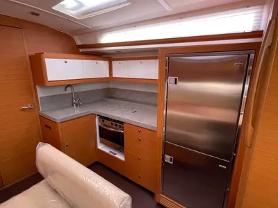Galley of Egusa, a Dufour 470 sailboat at Cagliari, Italy