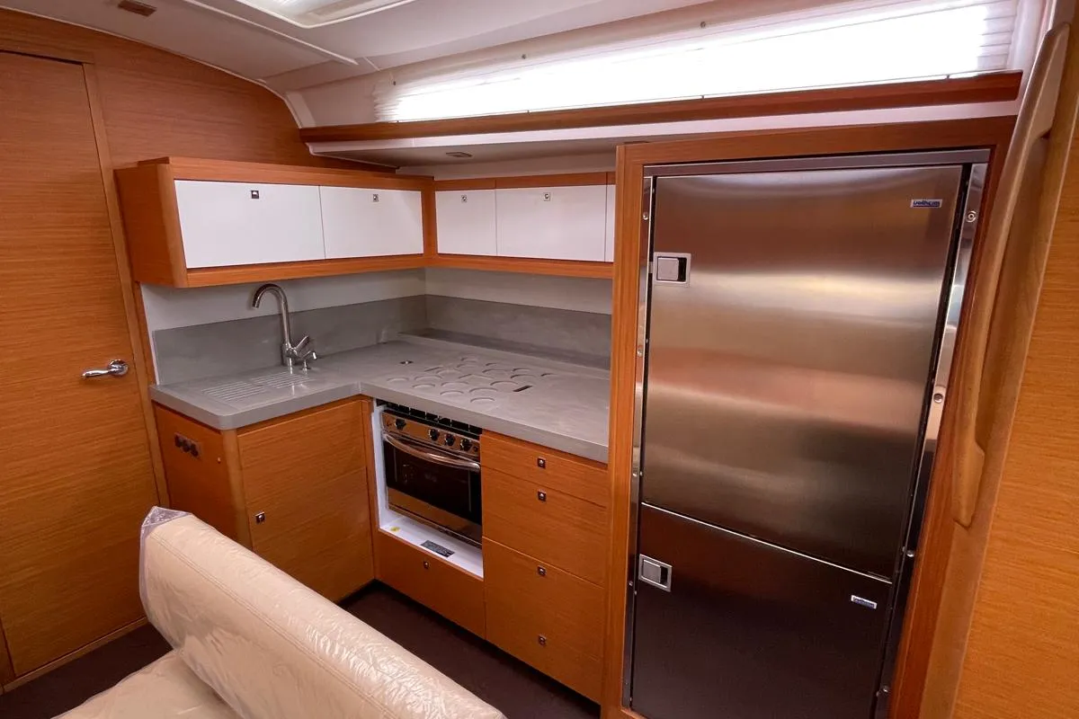 Galley of Egusa, a Dufour 470 sailboat at Cagliari, Italy