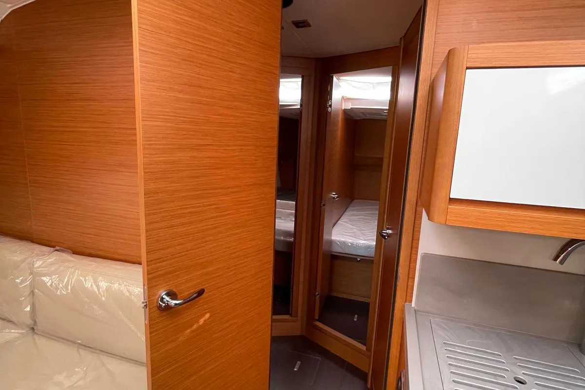 Cabin on Egusa, a Dufour 470 sailboat at Cagliari, Italy