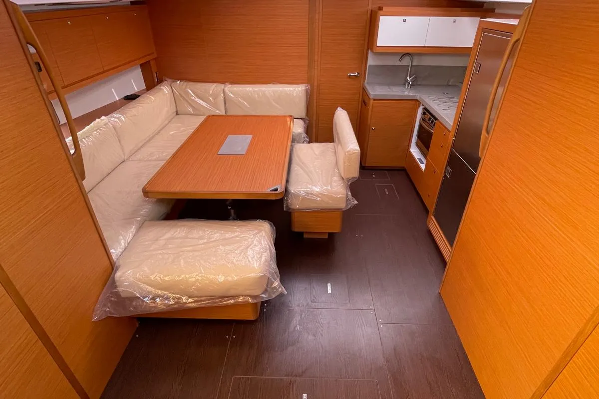 Salon of Egusa, a Dufour 470 sailboat at Cagliari, Italy