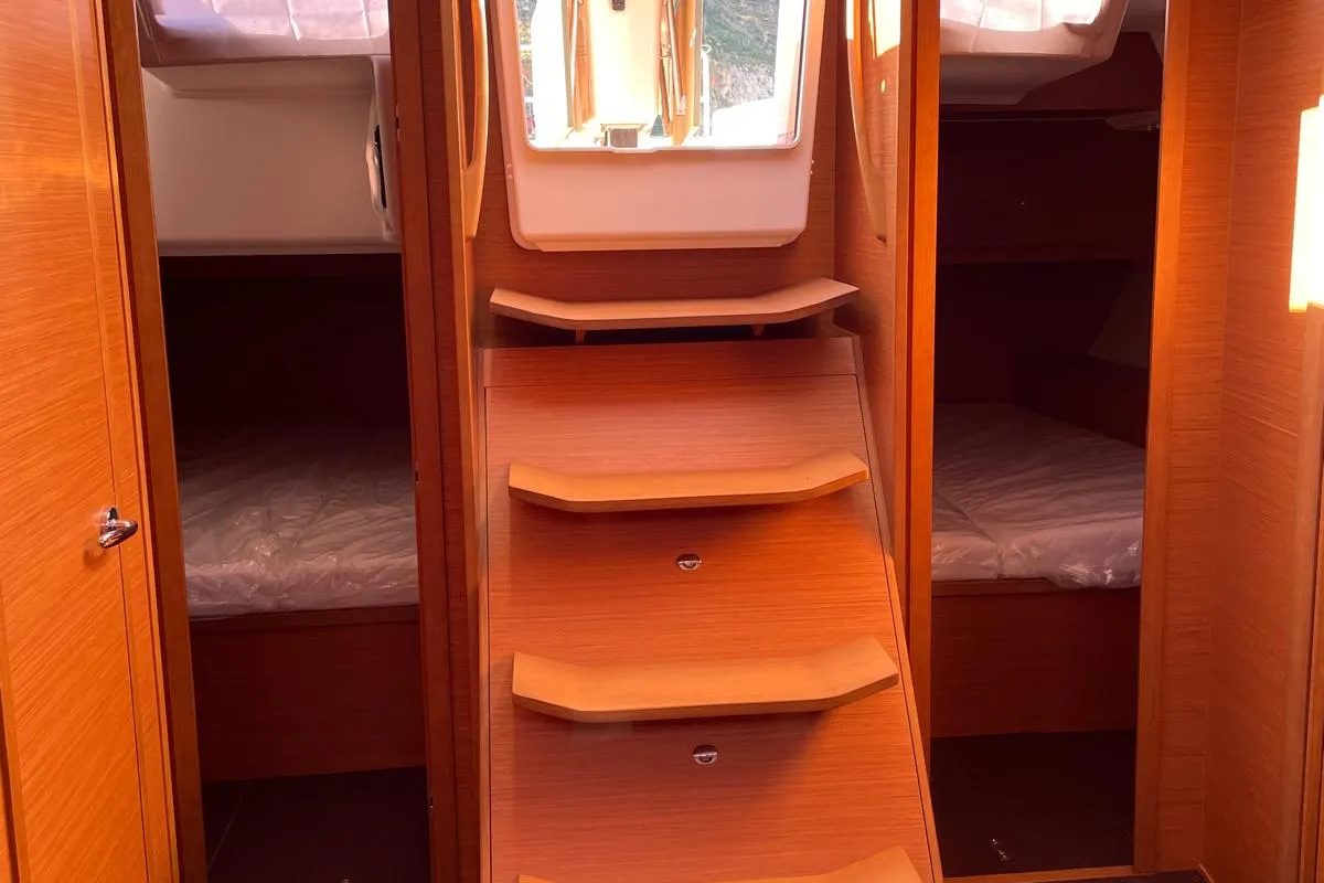 Cabin on Egusa, a Dufour 470 sailboat at Cagliari, Italy