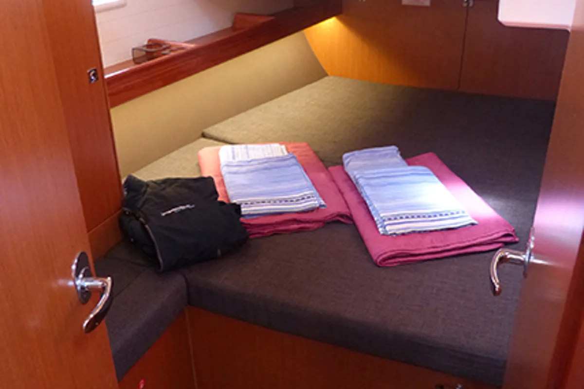 Cabin on Ti Tengo D'okkio, a Bavaria Cruiser 46 sailboat at Procida, Italy