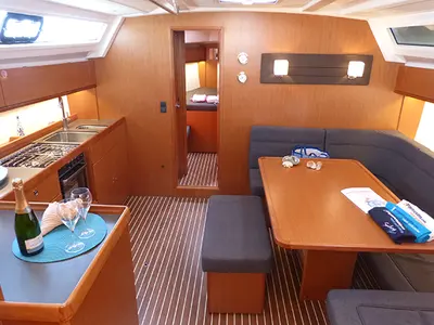 Galley of Ti Tengo D'okkio, a Bavaria Cruiser 46 sailboat at Procida, Italy