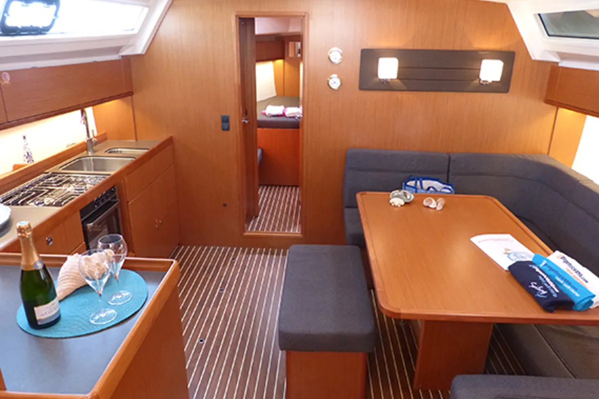 Galley of Ti Tengo D'okkio, a Bavaria Cruiser 46 sailboat at Procida, Italy