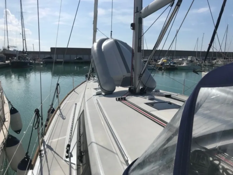 Exterior view of Alphard, a Beneteau Oceanis 45 sailboat at Rosignano Solvay, Italy