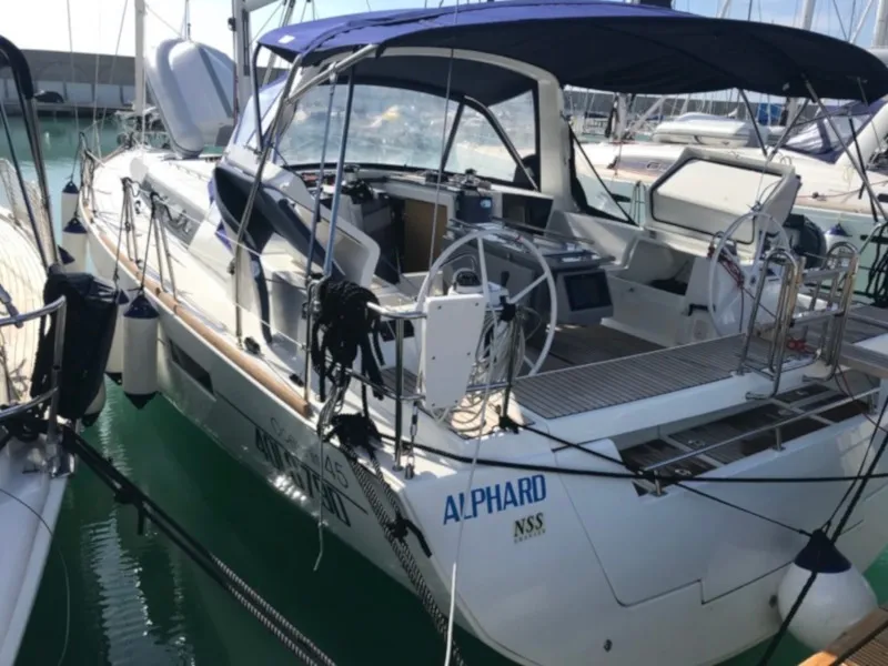 Exterior view of Alphard, a Beneteau Oceanis 45 sailboat at Rosignano Solvay, Italy