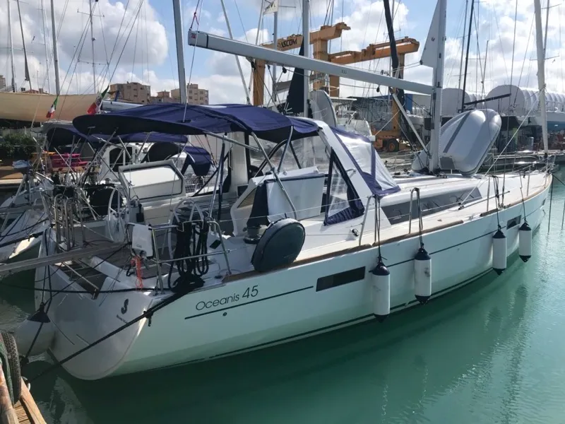 Exterior view of Alphard, a Beneteau Oceanis 45 sailboat at Rosignano Solvay, Italy
