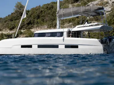 Cockpit of Uma, a Dufour 48 Catamaran catamaran at Primošten, Croatia