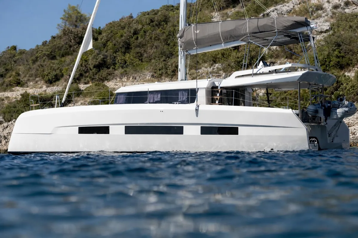 Cockpit of Uma, a Dufour 48 Catamaran catamaran at Primošten, Croatia