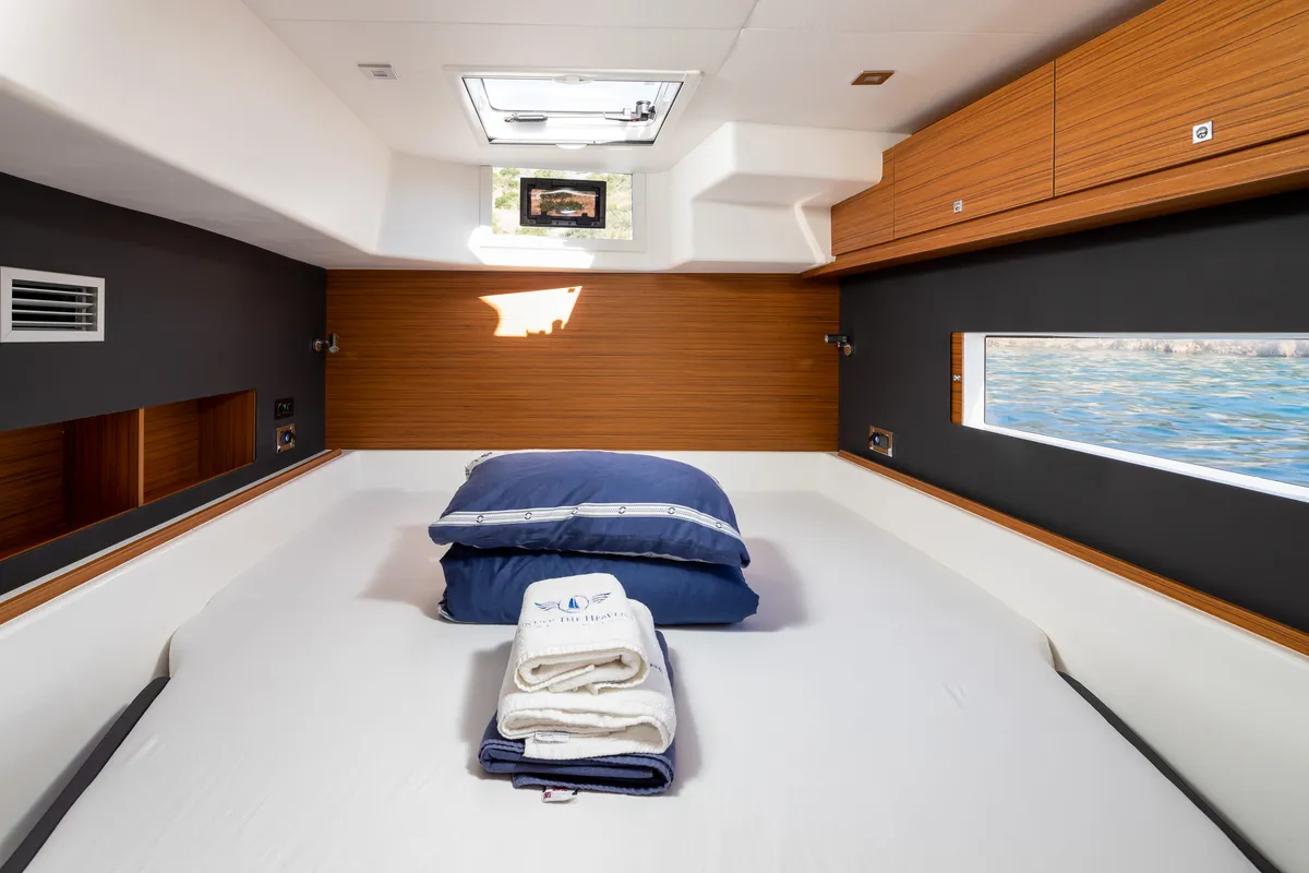 Cabin on Uma, a Dufour 48 Catamaran catamaran at Primošten, Croatia