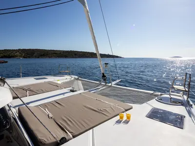 Deck of Uma, a Dufour 48 Catamaran catamaran at Primošten, Croatia