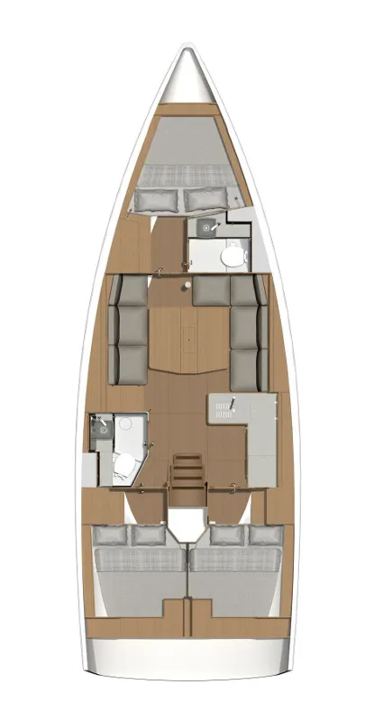 Floor plan of Martini, a Dufour 390 sailboat at Athens, Greece