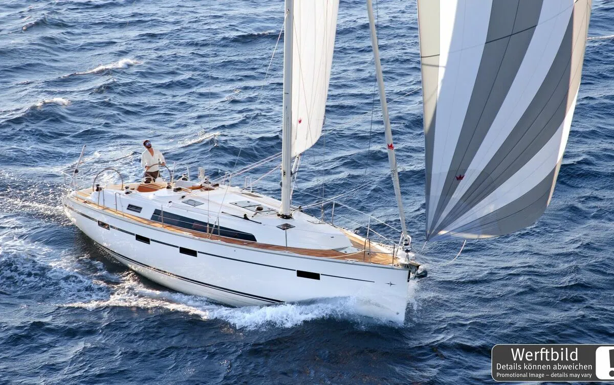 Exterior view of Pepper, a Bavaria Cruiser 41 sailboat at Barth, Germany