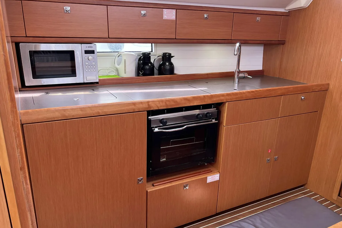 Galley of Pepper, a Bavaria Cruiser 41 sailboat at Barth, Germany