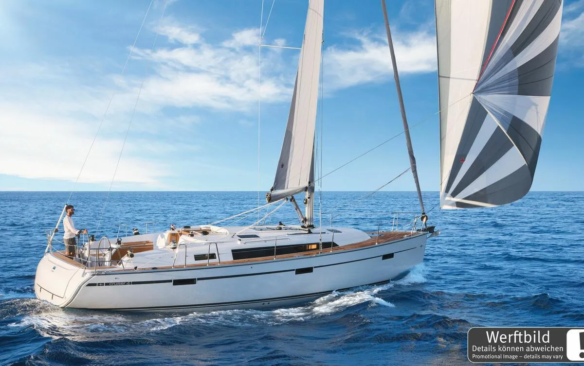 Exterior view of Pepper, a Bavaria Cruiser 41 sailboat at Barth, Germany