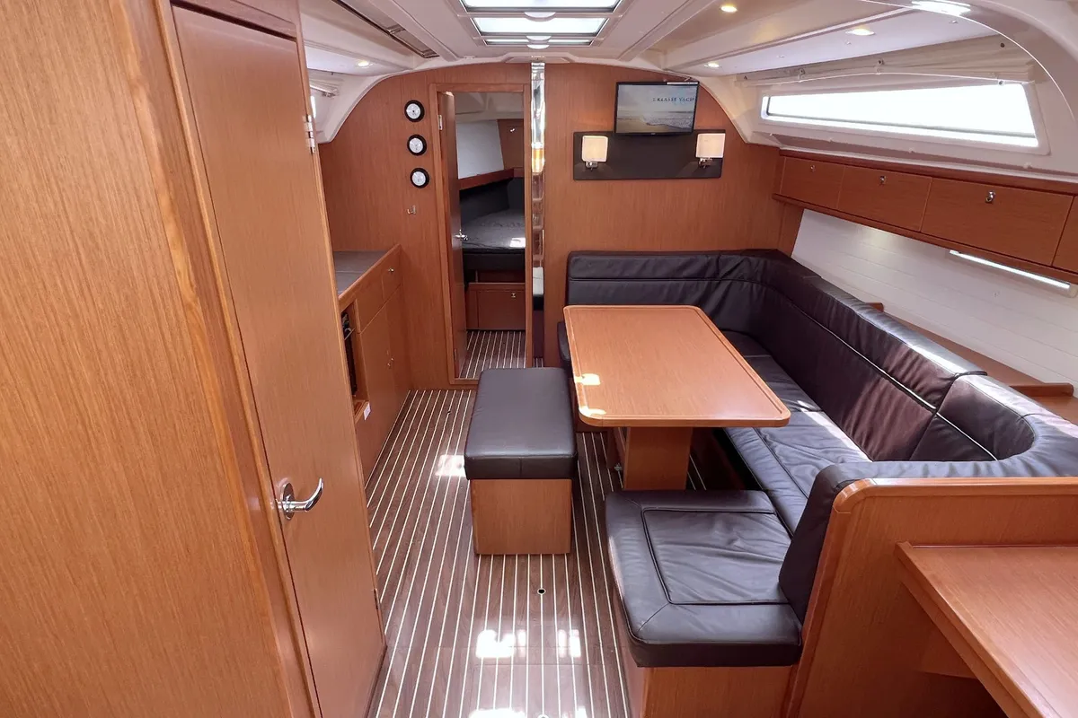 Salon of Aquila, a Bavaria Cruiser 41 sailboat at Heiligenhafen, Germany