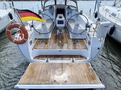 Deck of Aquila, a Bavaria Cruiser 41 sailboat at Heiligenhafen, Germany