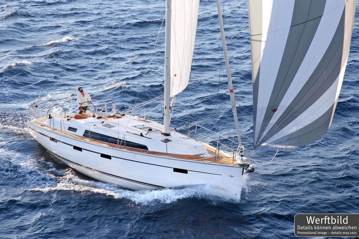 Exterior view of Aquila, a Bavaria Cruiser 41 sailboat at Heiligenhafen, Germany