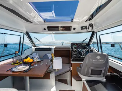 Salon of Klapa, a Jeanneau Merry Fisher 795 motorboat at Municipality of Novigrad, Croatia