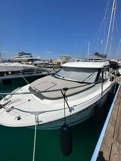 Exterior view of Klapa, a Jeanneau Merry Fisher 795 motorboat at Municipality of Novigrad, Croatia