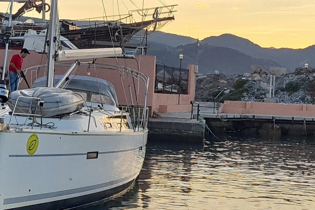 Exterior view of Six, a Bavaria Cruiser 51 sailboat at Tonnarella, Italy