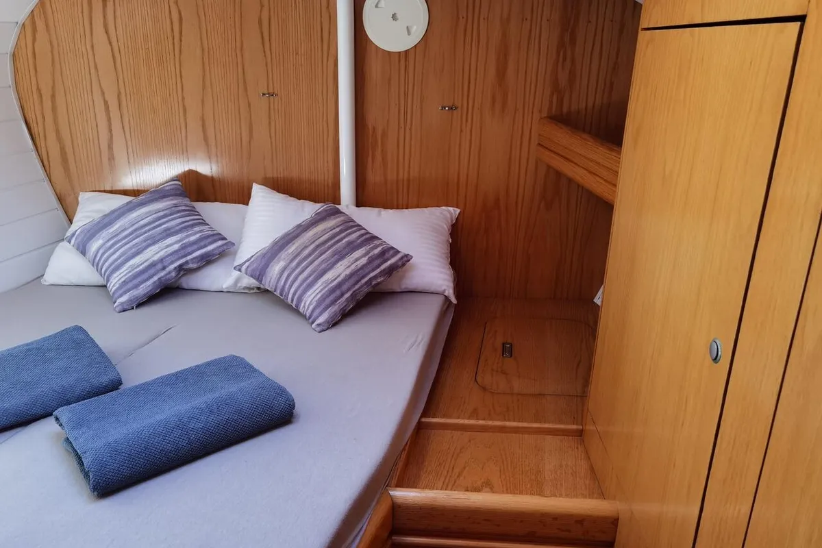 Cabin on Sargantal Zulu, a Alubat Yachts Cigale 16 sailboat at Port d'Andratx, Spain