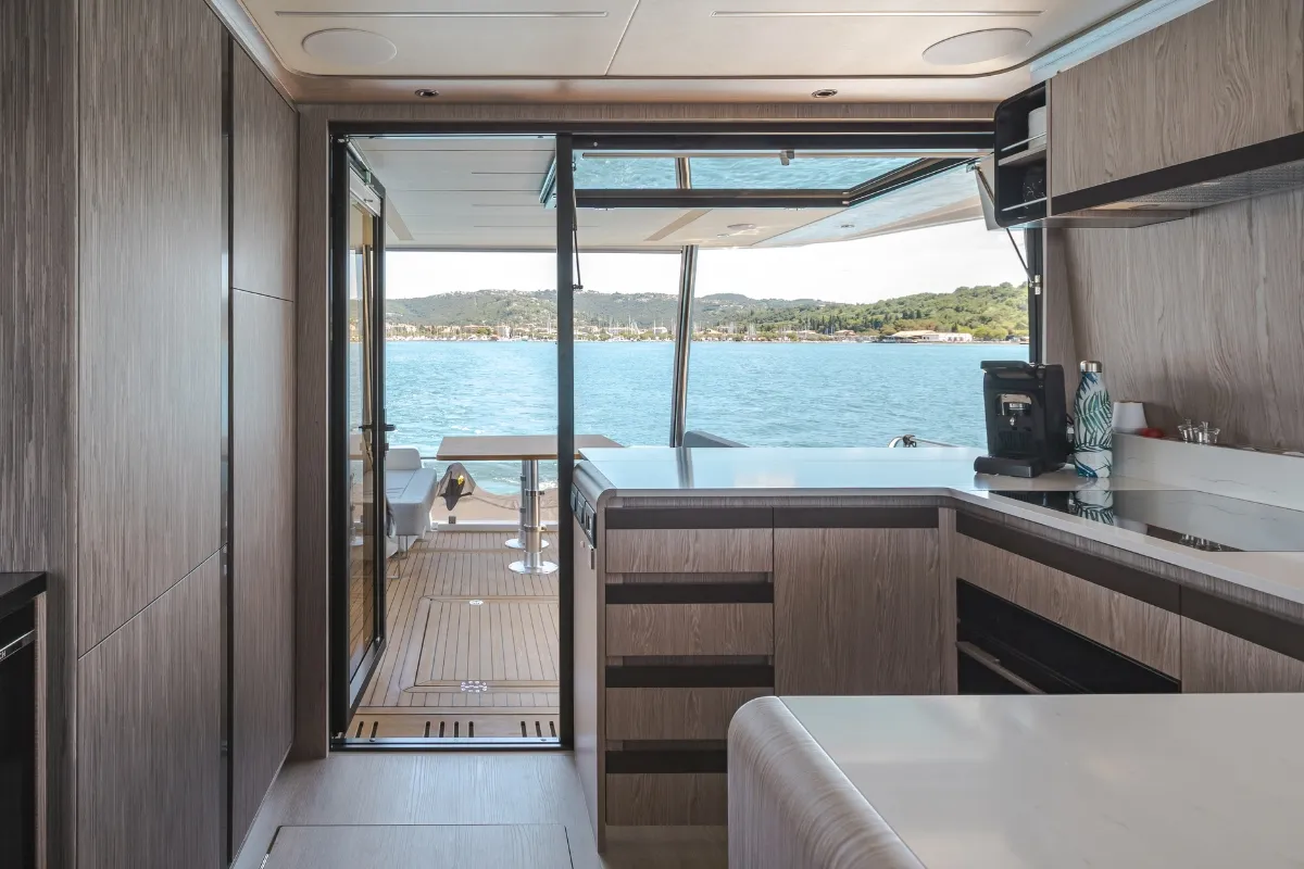 Cabin on Seven Seas, a Greenline 58 Fly motor yacht at Pirovac, Croatia