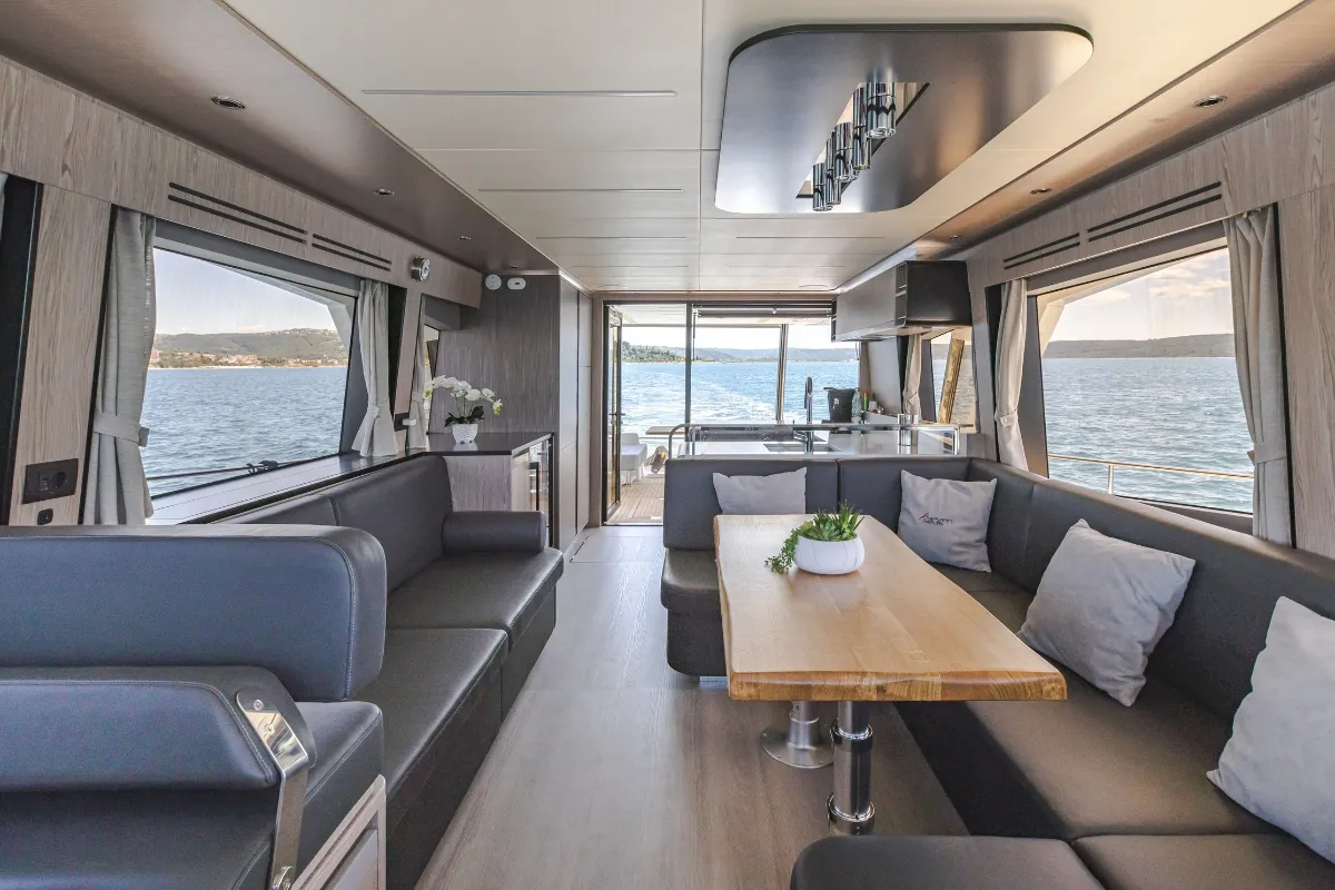 Cabin on Seven Seas, a Greenline 58 Fly motor yacht at Pirovac, Croatia