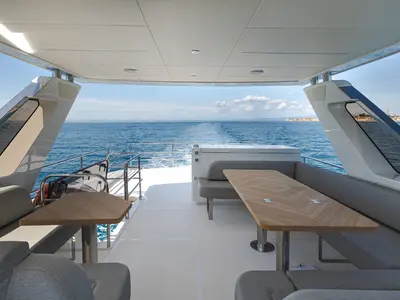 Galley of Seven Seas, a Greenline 58 Fly motor yacht at Pirovac, Croatia