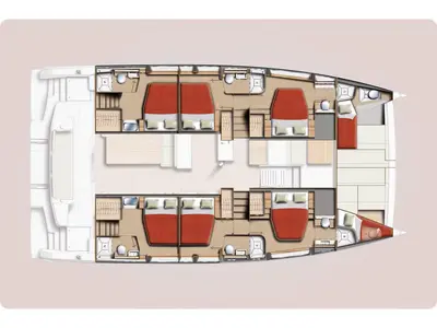 Floor plan of TBA, a Bali 5.2 catamaran at Municipal Unit of Lefkada, Greece
