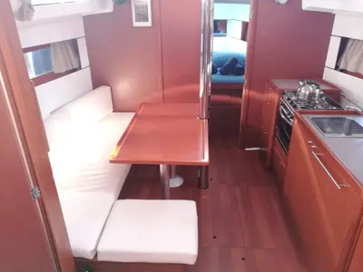 Salon of Ariele, a Beneteau Oceanis 38.1 sailboat at Tonnarella, Italy