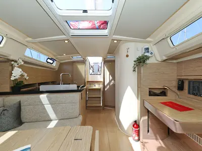 Salon of Brukus, a Hanse 388 sailboat at Grad Biograd na Moru, Croatia