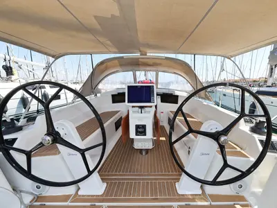 Cockpit of Brukus, a Hanse 388 sailboat at Grad Biograd na Moru, Croatia