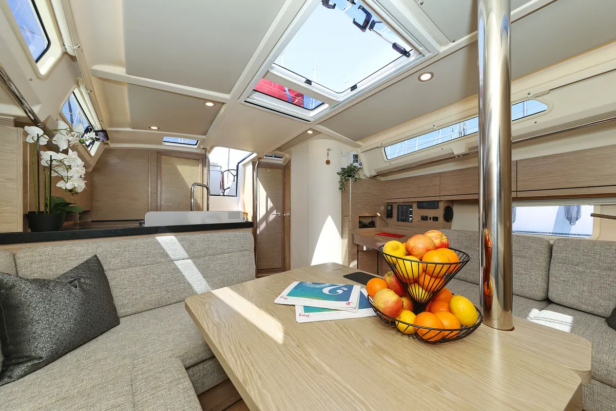 Salon of Brukus, a Hanse 388 sailboat at Grad Biograd na Moru, Croatia
