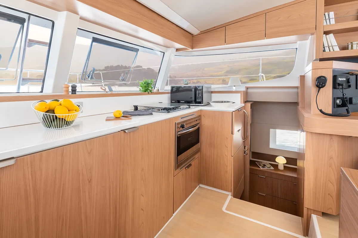 Galley of Gaja, a Bali Catsmart OW catamaran at Grad Šibenik, Croatia