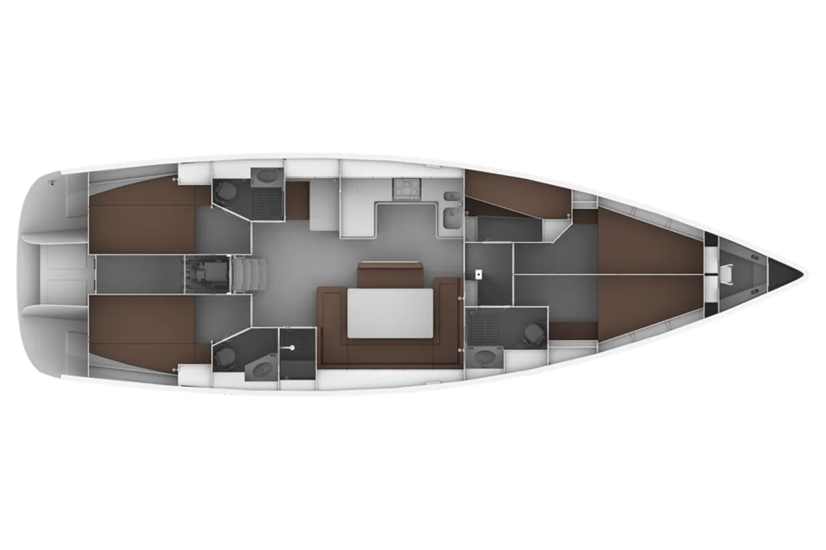Floor plan of Veloce, a Bavaria Cruiser 50 sailboat at Sukošan, Croatia