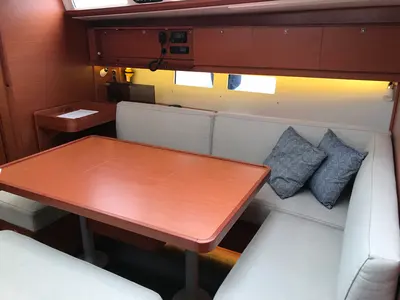 Salon of Elsa, a Dufour 460 GL sailboat at Kontokali, Greece