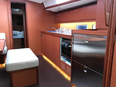Galley of Elsa, a Dufour 460 GL sailboat at Kontokali, Greece