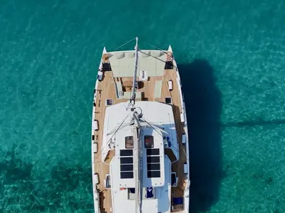 Mastermind, a Bali 5.4 - 5 + 2 cab catamaran at Ibiza, Spain