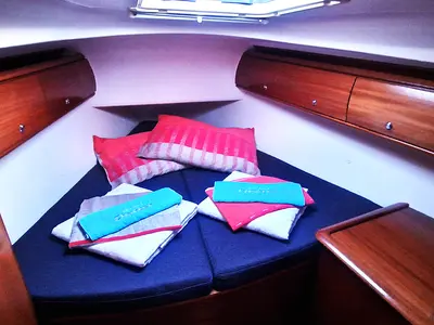 Cabin on Gin, a Bavaria 44 sailboat at Punat, Croatia