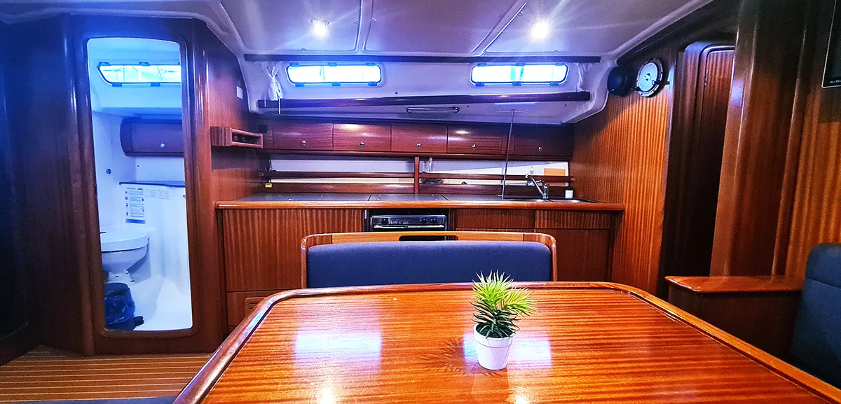 Salon of Gin, a Bavaria 44 sailboat at Punat, Croatia