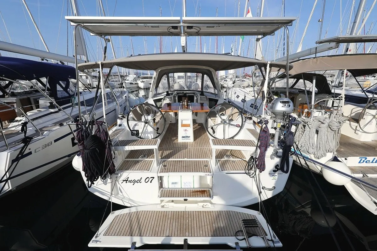 Cockpit of Angel07, a Beneteau Oceanis 38.1 sailboat at Biograd na Moru, Croatia