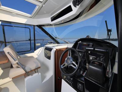 Cockpit of Salty Kiss, a Jeanneau Merry Fisher 895 motorboat at Split, Croatia