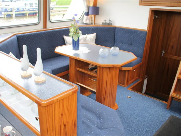 Salon of Helena, a De Drait Kotterjacht 12.2 GL motorboat at Woudsend, Netherlands